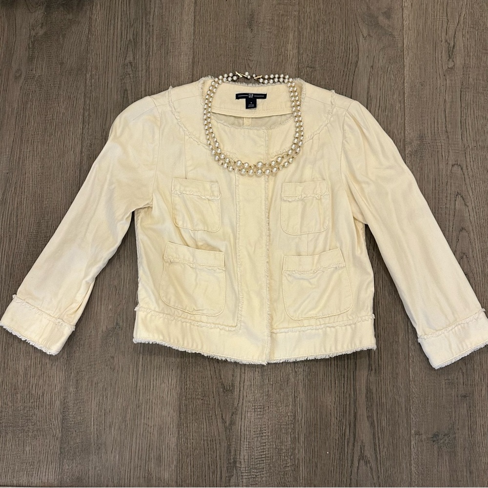 Gap fringe trim Jacket small